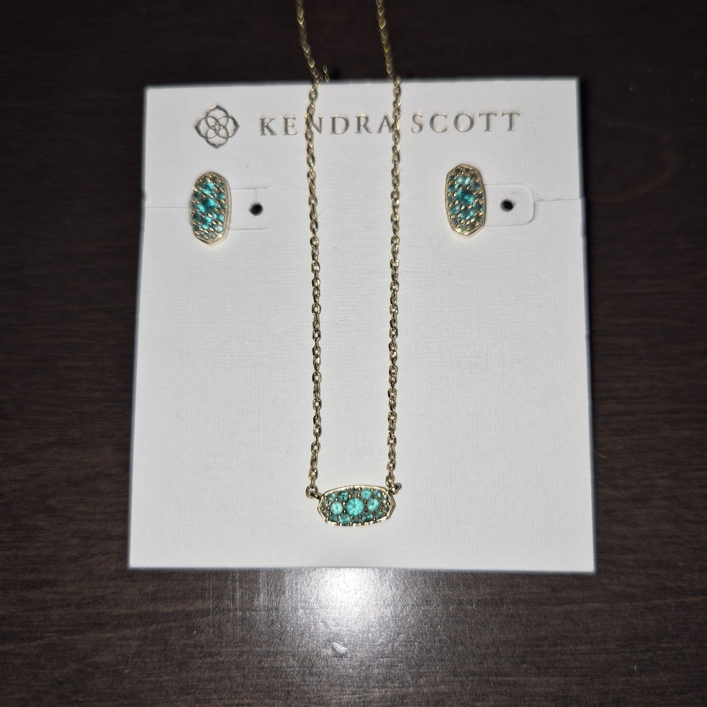 Kendra Scott Gold Grayson Necklace And Matching Earring